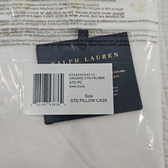 NEW Ralph Lauren Palmer Pillowcase Standard Size Sand Dune NIB Organic Cotton - Picture 4 of 5
